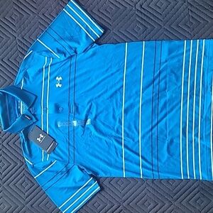 Under Armour Men's Polo in Vibrant Blue with Stripes